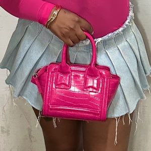 Zara pleated denim skirt